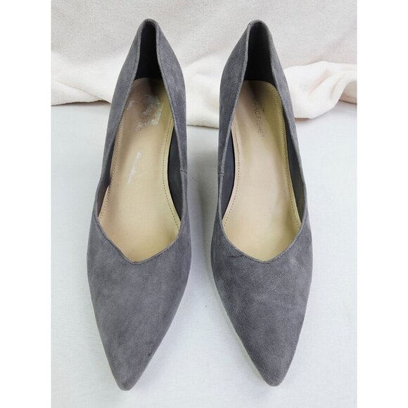 Marc Fisher Size 9M Womens Gray Leather Suede Caitlin Slip On Pointed Toe Shoes - Picture 5 of 14